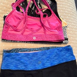 Lululemon lot! 3 sports bras, 3 capri leggings.